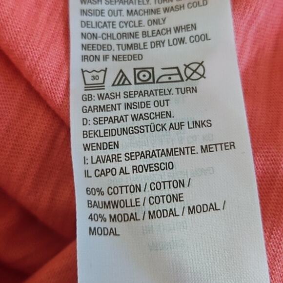 NWOT Belle by Kim Gravel Women’s Coral Orange 3/4 Sleeve Top – Size Small - Picture 5 of 8